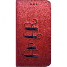 Capa Book Cover para Motorola Moto G5S - Gliter Amar Vermelha